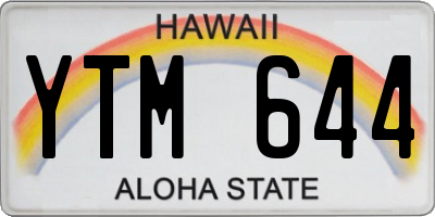 HI license plate YTM644