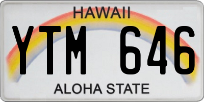 HI license plate YTM646