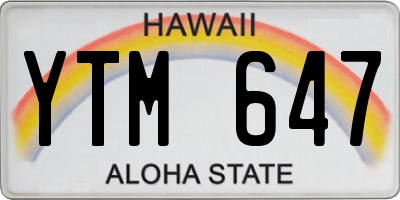 HI license plate YTM647