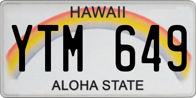 HI license plate YTM649