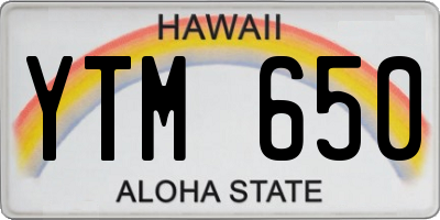 HI license plate YTM650
