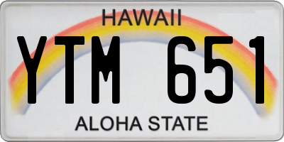 HI license plate YTM651