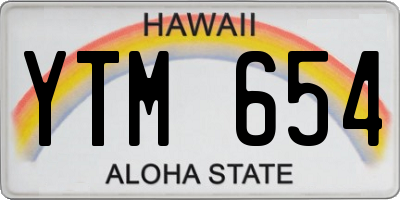 HI license plate YTM654