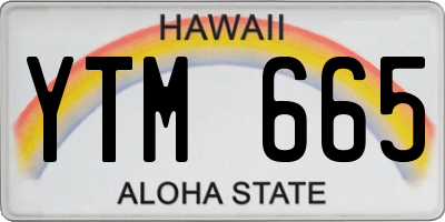 HI license plate YTM665