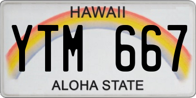 HI license plate YTM667