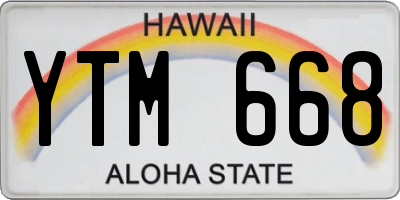HI license plate YTM668