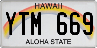 HI license plate YTM669