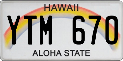 HI license plate YTM670