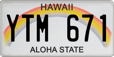 HI license plate YTM671