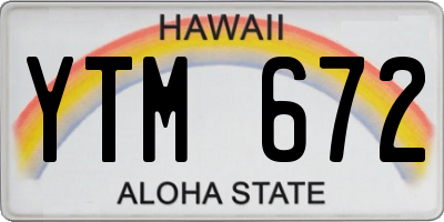 HI license plate YTM672