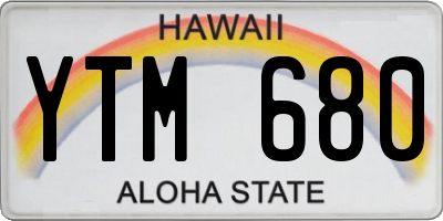 HI license plate YTM680