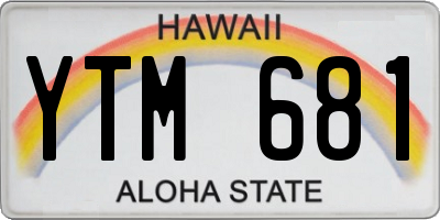 HI license plate YTM681