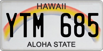 HI license plate YTM685