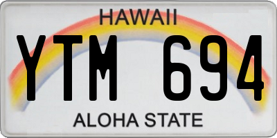 HI license plate YTM694