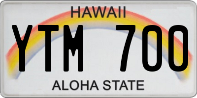 HI license plate YTM700