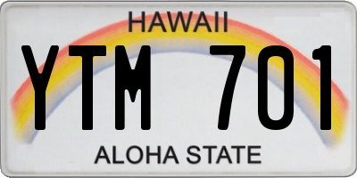 HI license plate YTM701