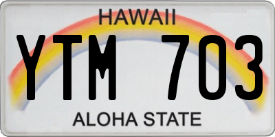 HI license plate YTM703