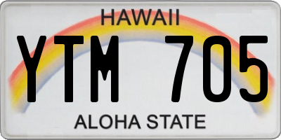 HI license plate YTM705