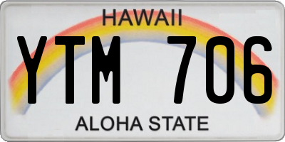 HI license plate YTM706