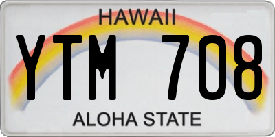 HI license plate YTM708