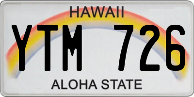 HI license plate YTM726