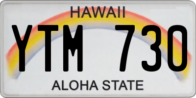 HI license plate YTM730