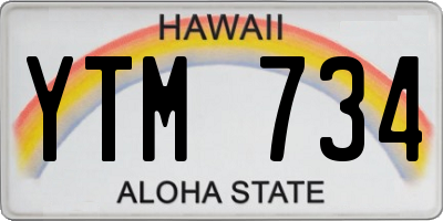 HI license plate YTM734