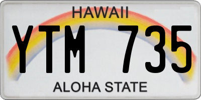 HI license plate YTM735