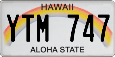 HI license plate YTM747