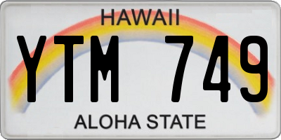HI license plate YTM749