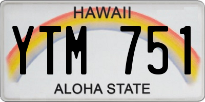 HI license plate YTM751