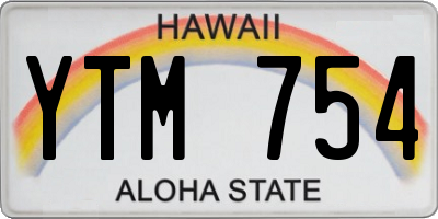 HI license plate YTM754