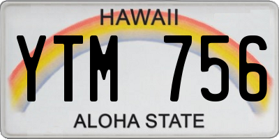 HI license plate YTM756