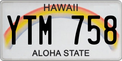 HI license plate YTM758