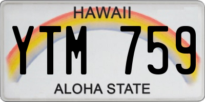 HI license plate YTM759