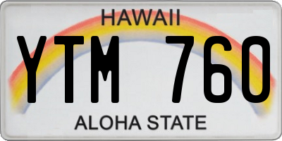 HI license plate YTM760