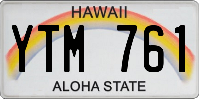 HI license plate YTM761