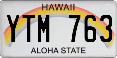 HI license plate YTM763