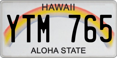 HI license plate YTM765