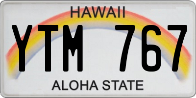 HI license plate YTM767