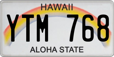 HI license plate YTM768