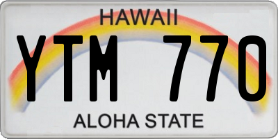 HI license plate YTM770