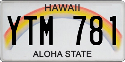 HI license plate YTM781