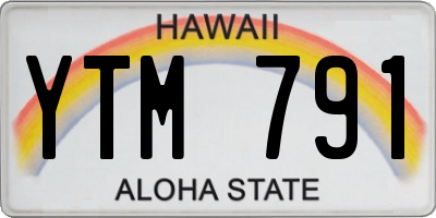 HI license plate YTM791