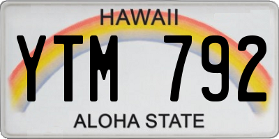 HI license plate YTM792