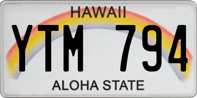 HI license plate YTM794