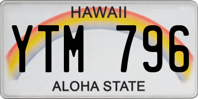 HI license plate YTM796