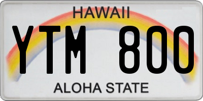 HI license plate YTM800