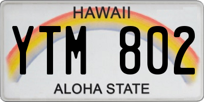 HI license plate YTM802