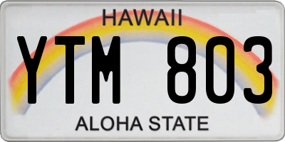 HI license plate YTM803
